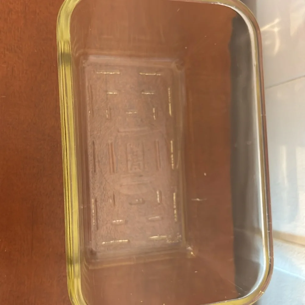 Vintage Glasbake Refrigerator Loaf Pan Casserole Dish USA with Lid YELLOW TINT